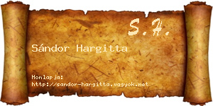 Sándor Hargitta névjegykártya